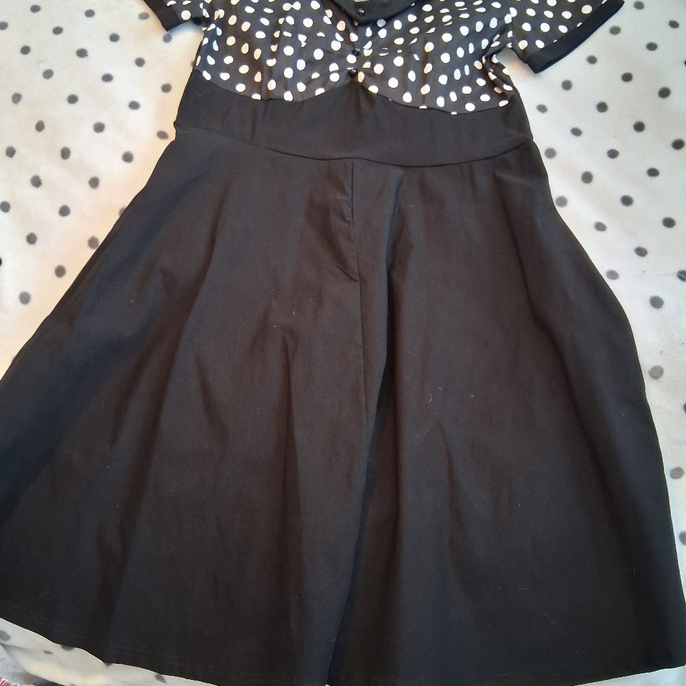 Rockabilly Black Polka Dot Dress 2xl fits small